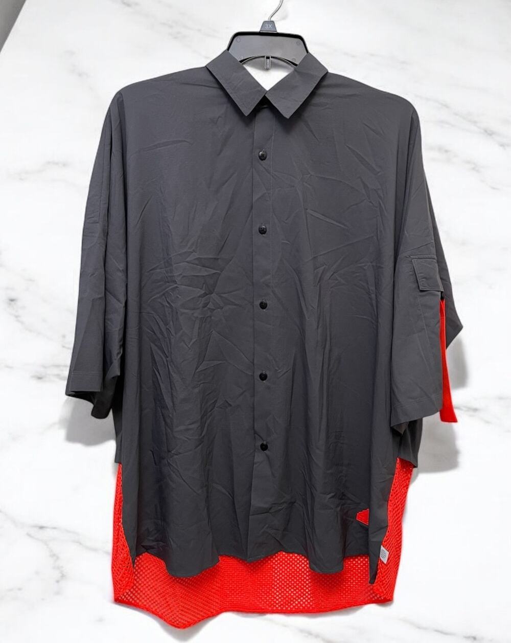 Adidas Active Men's Wear Shirt Orange Mesh Gray Oversized Fit Size Large